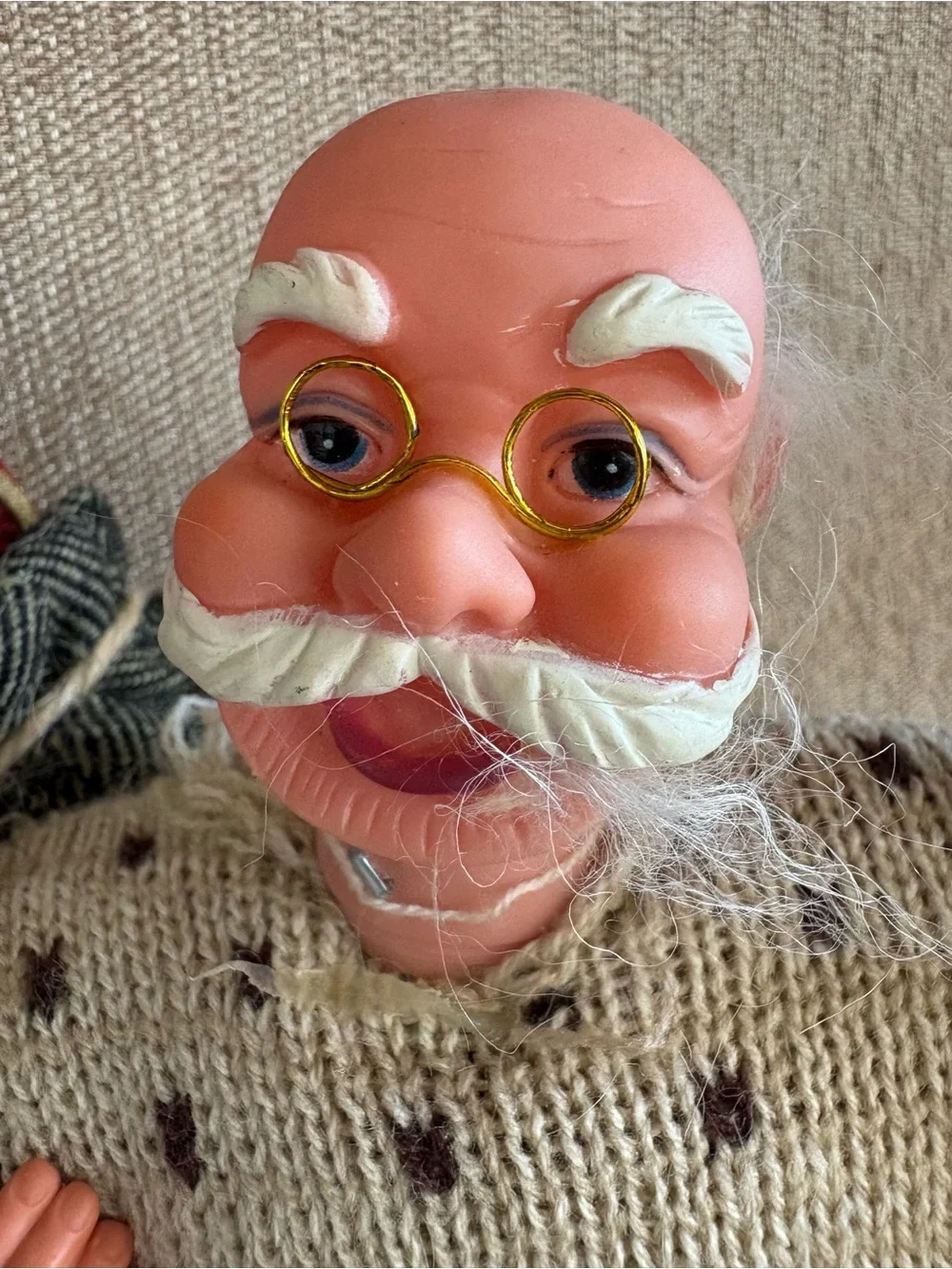 Nordic Old Man Santa Claus Doll Reindeer Knit Sweater Twig Bundle Rustic Holiday